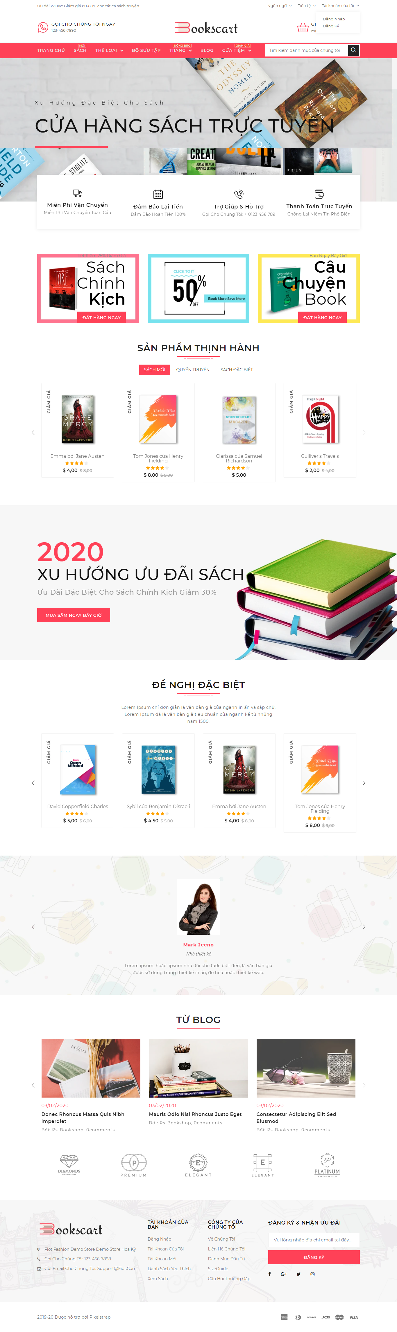 Mẫu website  sách- văn phòng phẩm  005